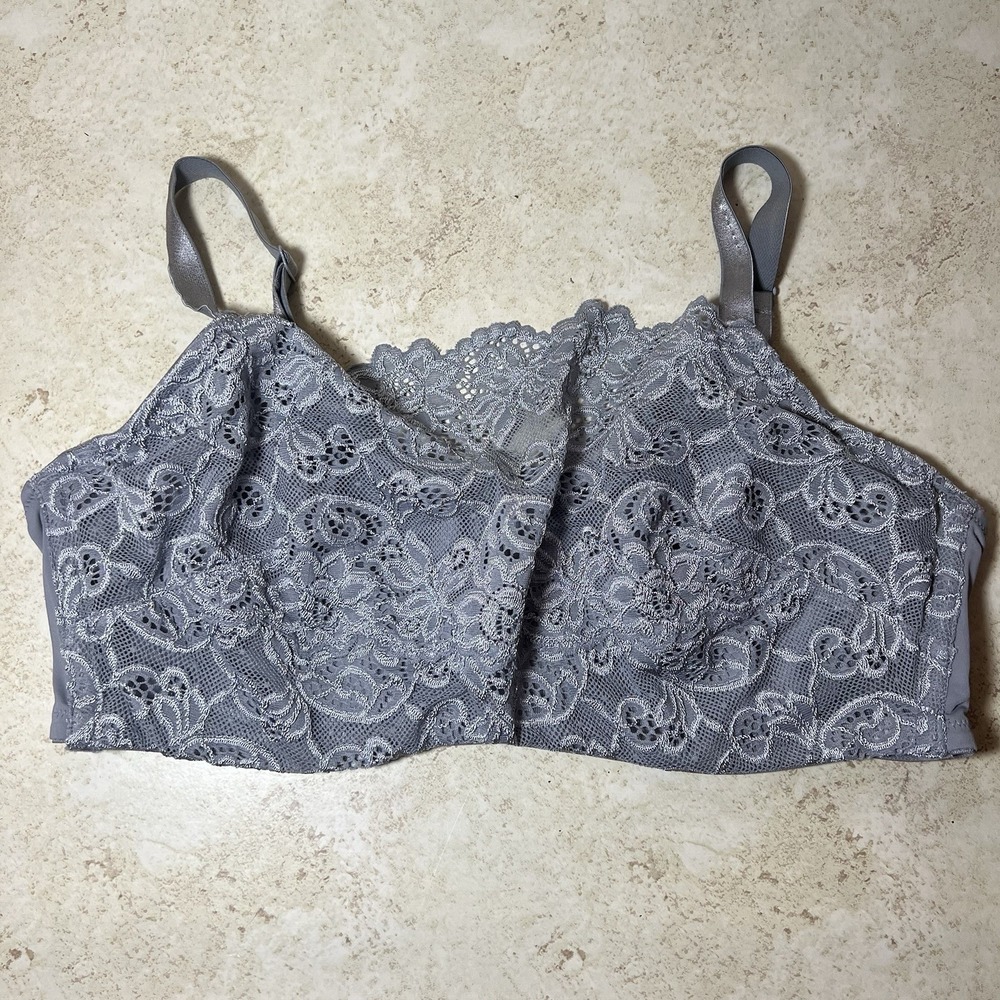Olga Pretty Lace Cami Underwire Bra Style 35263 Gray Silver Size 38DD
